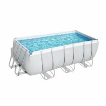 Bestway Obdĺžnikový nadzemný bazén Power Steel s pieskovou filtráciou a schodíkmi