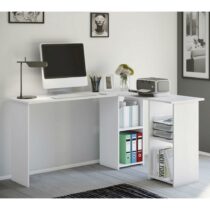 Rohový Písací Stôl Lusias Biely - Nábytok do kancelárie a pracovne > Písacie stoly